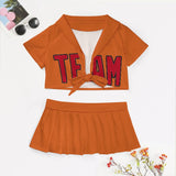 Custom Orange Red Cheerleading Uniform Set