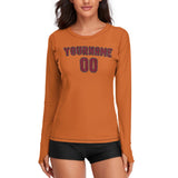 Custom Orange Crimson Red Women's Long-Sleeve Shirt