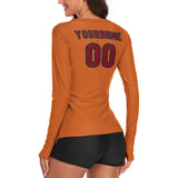 Custom Orange Crimson Red Women's Long-Sleeve Shirt