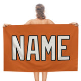 Custom Orange White Beach Towel