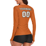 Custom Orange White Women's Long-Sleeve Shirt