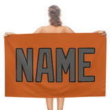 Custom Orange Dark Grey Beach Towel