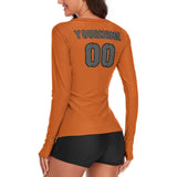 Custom Orange Dark Grey Women's Long-Sleeve Shirt