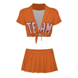 Custom Orange Light Pink Cheerleading Uniform Set