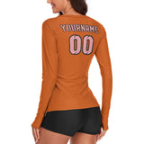 Custom Orange Light Pink Women's Long-Sleeve Shirt