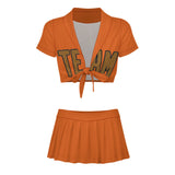 Custom Orange Khaki Cheerleading Uniform Set