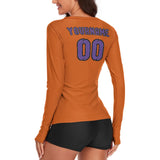 Custom Orange Light Purple Women's Long-Sleeve Shirt
