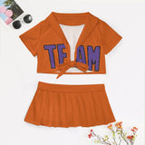 Custom Orange Light Purple Cheerleading Uniform Set