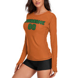 Custom Orange Emerald Green Women's Long-Sleeve Shirt