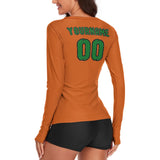 Custom Orange Emerald Green Women's Long-Sleeve Shirt