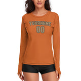 Custom Orange Light Khaki Women's Long-Sleeve Shirt