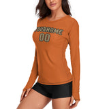 Custom Orange Light Khaki Women's Long-Sleeve Shirt
