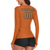 Custom Orange Light Khaki Women's Long-Sleeve Shirt