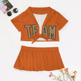 Custom Orange Light Khaki Cheerleading Uniform Set
