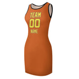 Custom Orange Light Yellow Sleeveless Vest Dress