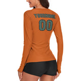 Custom Orange Blue Green Women's Long-Sleeve Shirt