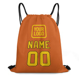 Custom Orange Gold Drawstring Bag