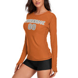 Custom Orange Gray Women's Long-Sleeve Shirt