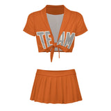 Custom Orange Gray Cheerleading Uniform Set