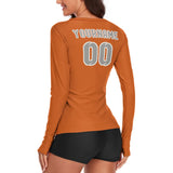 Custom Orange Gray Women's Long-Sleeve Shirt