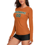 Custom Orange Green Women's Long-Sleeve Shirt