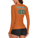 Custom Orange Green Women's Long-Sleeve Shirt