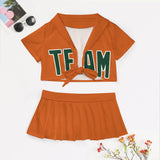 Custom Orange Green Cheerleading Uniform Set