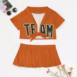 Custom Orange Dark Green Cheerleading Uniform Set