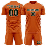 Custom Orange Dark Green Soccer Jersey