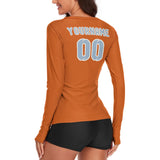 Custom Orange Light Blue Women's Long-Sleeve Shirt