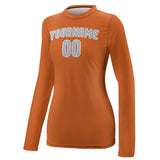 Custom Orange Light Blue Women's Long-Sleeve Shirt