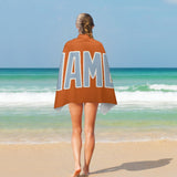Custom Orange Light Blue Beach Towel