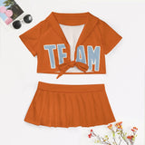Custom Orange Light Blue Cheerleading Uniform Set