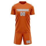 Custom Orange Light Blue Soccer Jersey