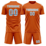 Custom Orange Light Blue Soccer Jersey