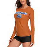 Custom Orange Sky Blue Women's Long-Sleeve Shirt