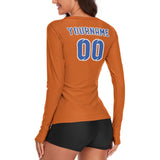 Custom Orange Sky Blue Women's Long-Sleeve Shirt