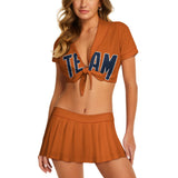 Custom Orange Blue Cheerleading Uniform Set