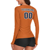Custom Orange Blue Women's Long-Sleeve Shirt