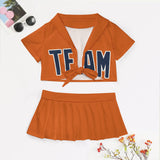 Custom Orange Blue Cheerleading Uniform Set
