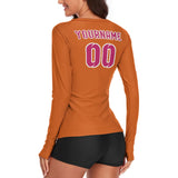 Custom Orange Pink Women's Long-Sleeve Shirt