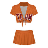 Custom Orange Crimson Red Cheerleading Uniform Set