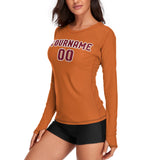 Custom Orange Crimson Red Women's Long-Sleeve Shirt