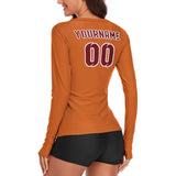 Custom Orange Crimson Red Women's Long-Sleeve Shirt