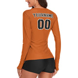 Custom Orange Black Women's Long-Sleeve Shirt