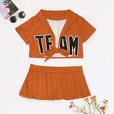 Custom Orange Black Cheerleading Uniform Set