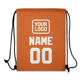 Custom Orange White Drawstring Bag