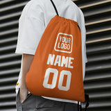 Custom Orange White Drawstring Bag