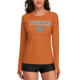 Custom Orange Dark Grey Women's Long-Sleeve Shirt