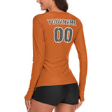 Custom Orange Dark Grey Women's Long-Sleeve Shirt